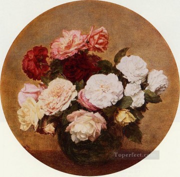 アンリ・ファンタン・ラトゥール Painting - 大きなバラの花束 アンリ・ファンタン・ラトゥール
